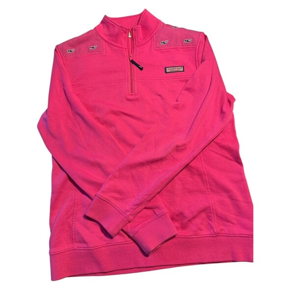 Womens VINEYARD VINES sweatshirt pink 1/2 Zip Stripe SHEP SHIRT Medium M - Picture 4 of 7